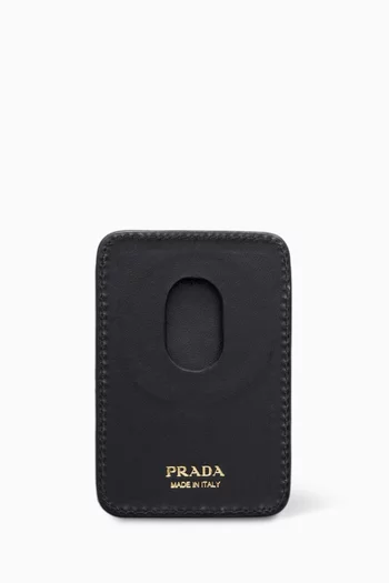 Logo Card Holder in Saffiano Leather