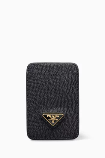 Logo Card Holder in Saffiano Leather