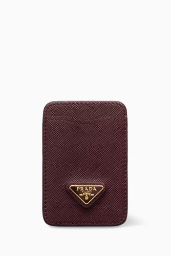 Logo Card Holder in Saffiano Leather