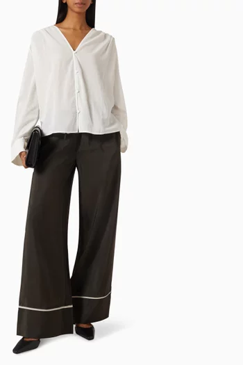 Contrast Piping Pants