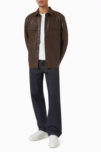 Button-up Overshirt in Faux Leather