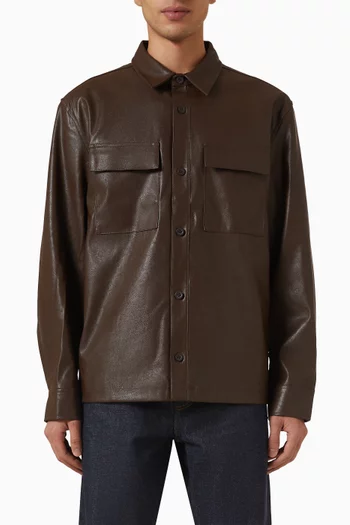 Button-up Overshirt in Faux Leather