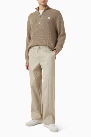 Waffle Half-Zip Sweater in Cotton