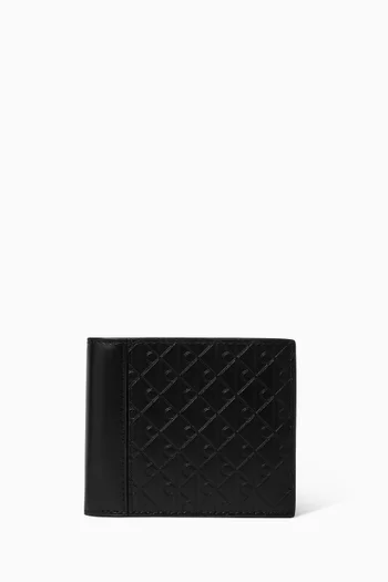 Allover Emblem Logo Bifold Wallet in Leather