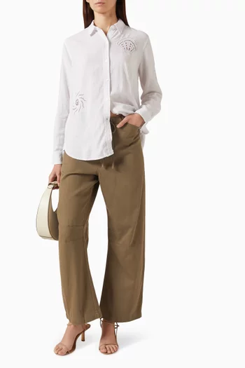 Barry Wide-leg Pants in Cotton Blend