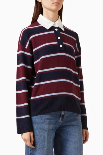 Paxton Striped Polo Sweater in Wool-blend