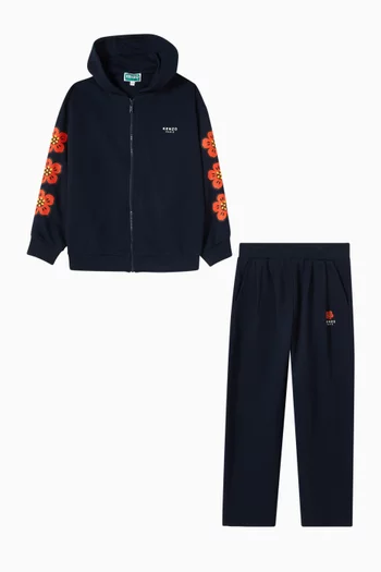 Floral Cardigan & Sweatpants Set in Fleece