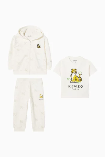Animal Three-piece Baby Gift Set in Cotton