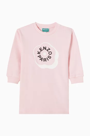 Floral Logo Sweatshirt Dress in Fleece