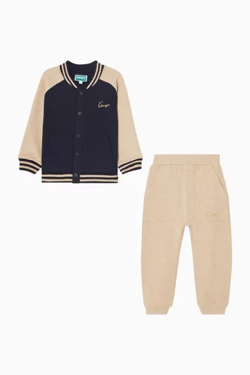 Colour-block Bomber Jacket & Pants Set