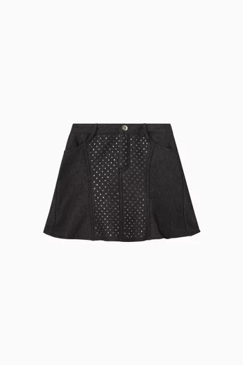Studded Skirt in Neoprene Denim