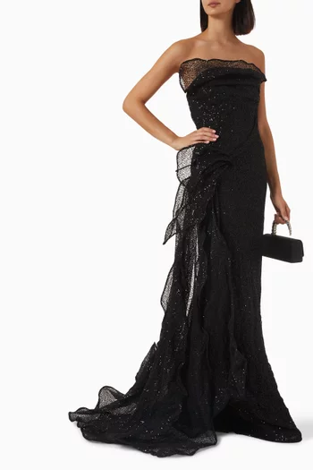 Sequin-embellished Gown in Net Lace