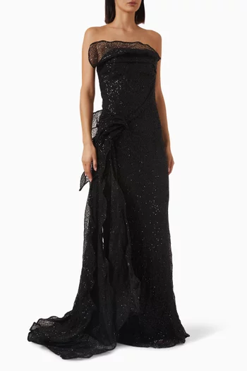 Sequin-embellished Gown in Net Lace