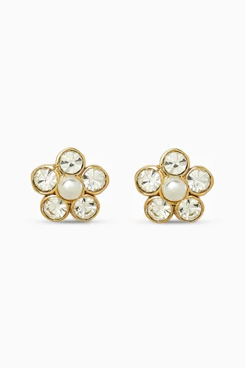 1980s Vintage Floral Crystal Earrings