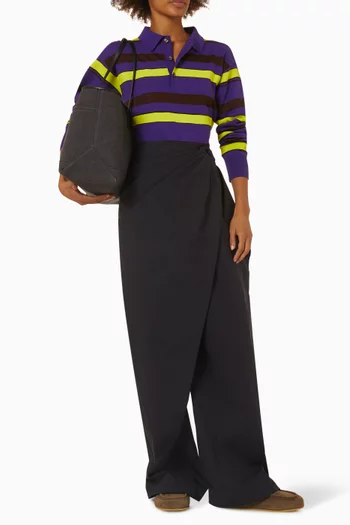 تي شيرت بولو رغبي منسوج من مزيج قطن