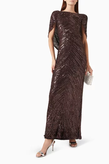 Sakari Embellished Open-back Gown