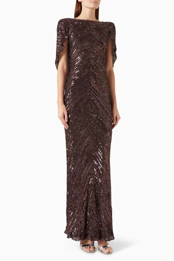 Sakari Embellished Open-back Gown