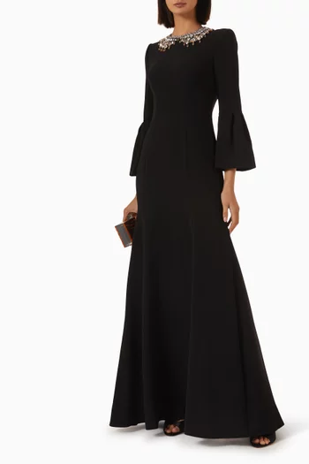 Embellished Neckline Mermaid Gown