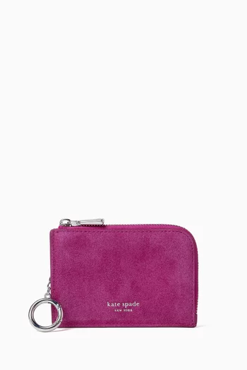 Mini Sue Zip Card Case in Suede