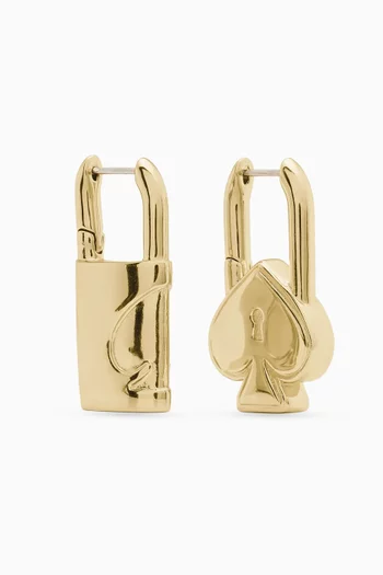 Spade Lock Asymmetric Huggie Earrings
