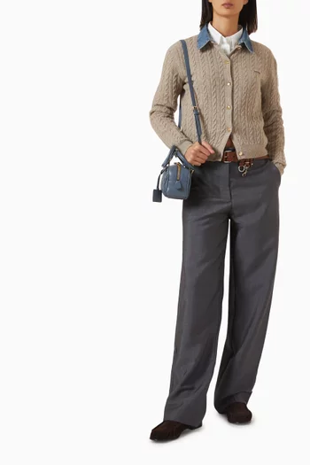 Cable-knit Cardigan in Virgin Wool Blend