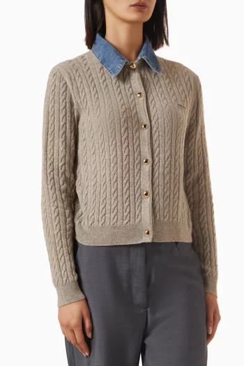 Cable-knit Cardigan in Virgin Wool Blend