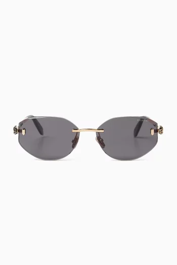 Serpenti Forever Rose Oval Sunglasses in Metal