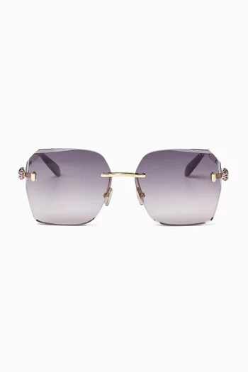 Serpenti Forever Square Sunglasses in Metal