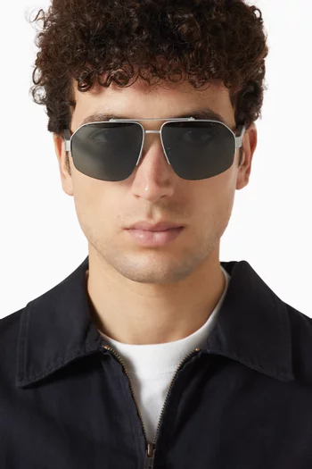 Geometric Aviator Sunglasses in Metal