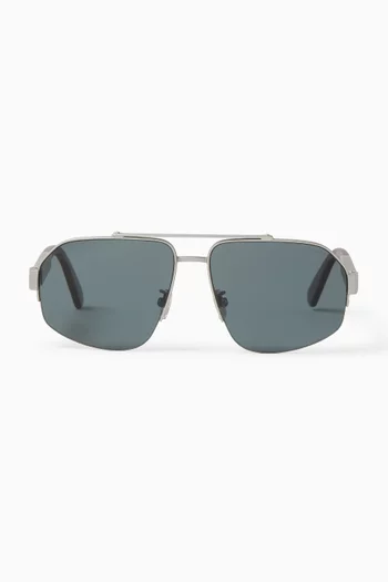 Geometric Aviator Sunglasses in Metal