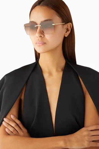 Serpenti Viper Square Sunglasses in Metal