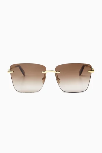 Serpenti Viper Square Sunglasses in Metal
