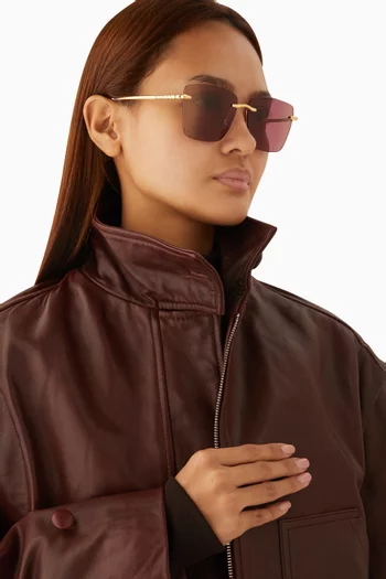 Serpenti Viper Square Sunglasses in Metal