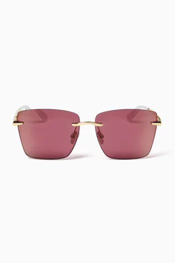 Serpenti Viper Square Sunglasses in Metal