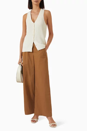 Buttoned Vest Cardigan in Cotton-knit