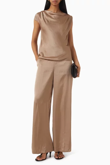 Relaxed Pants in Crushed Satin