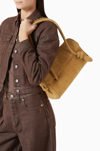 Le Turismo Long Tote Bag in Croc-embossed Suede