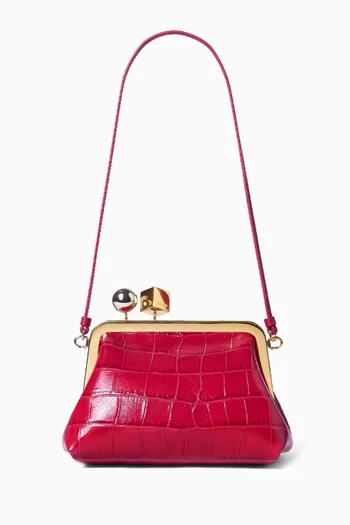 The Berlingot Clutch in Croc-embossed Leather