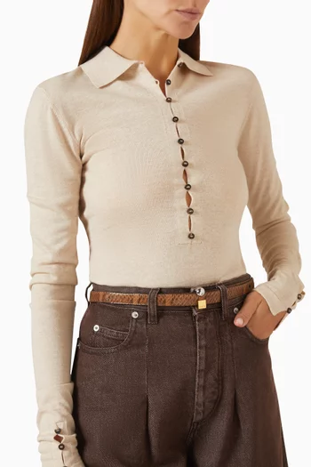 La Ceinture Città Thin Belt in Python-print Leather