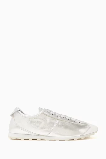 The Tennis Low-top Sneakers in Metallic Leather