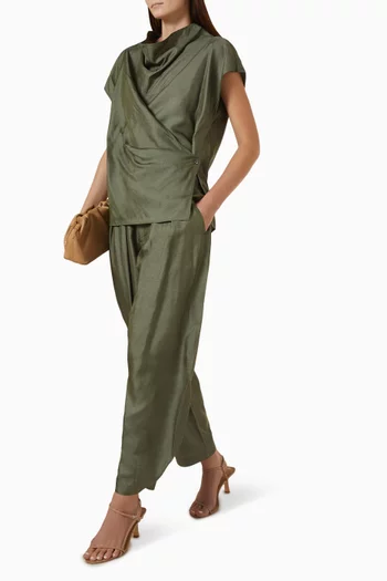 Kora Wrap Top in Textured Silk