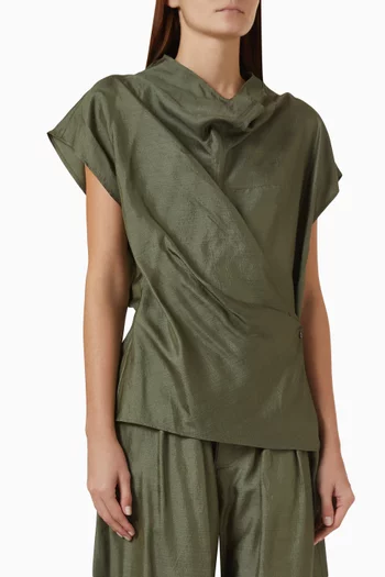 Kora Wrap Top in Textured Silk