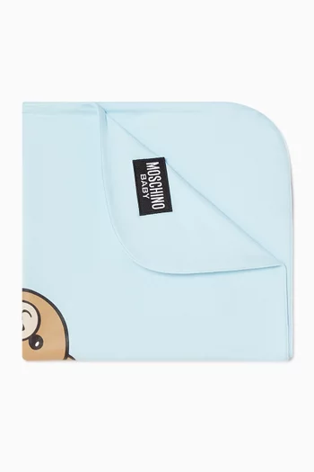 Logo Teddy Bear Blanket in Cotton