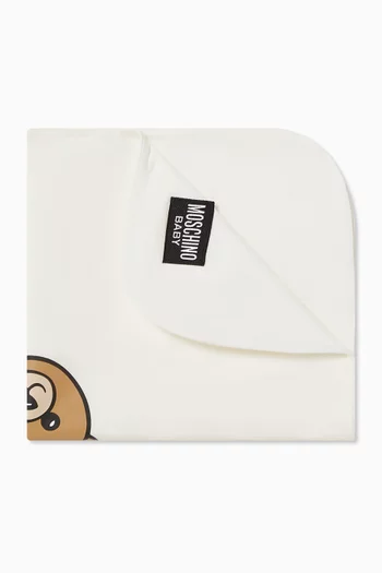 Logo Teddy Bear Blanket in Cotton