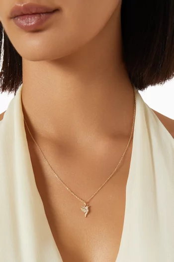 Pavé Diamond Mini Hummingbird Necklace in 14kt Yellow Gold