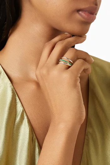 Tigris SG Emerald Ring in Sterling Silver & 18kt Gold