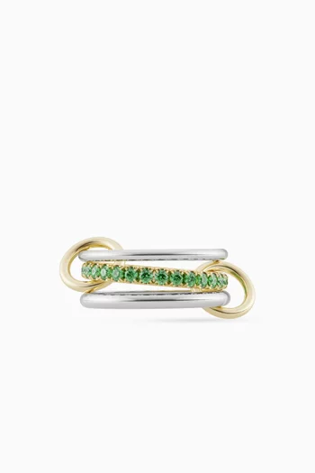 Tigris SG Emerald Ring in Sterling Silver & 18kt Gold