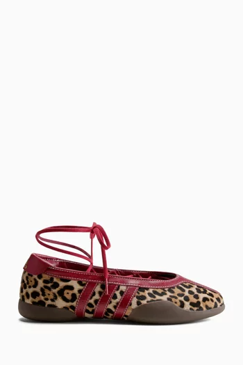 Taekwondo Mei Leopard-Print Ballet Sneakers in Leather