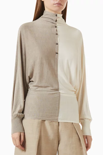 Le Losange Two-tone Polo T-shirt in Silk-knit