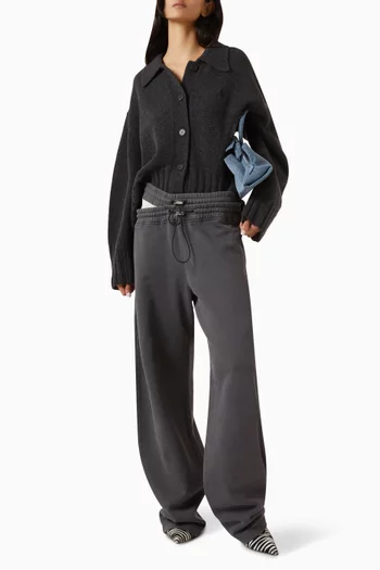 Logo-embroidered Cardigan in Virgin Wool Blend